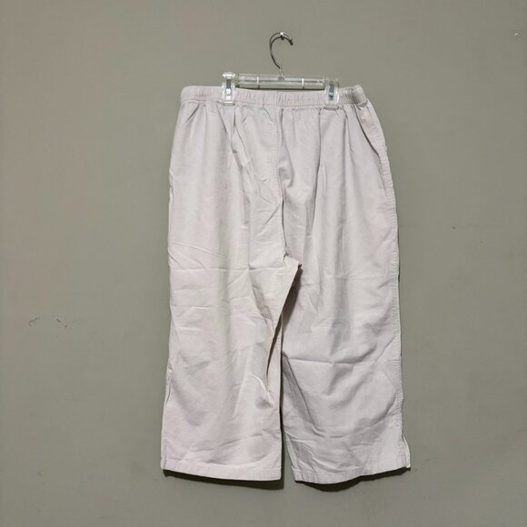 Kim Rogers Khaki Cream Off White Cotton Blend Drawstring Capri Pants – Size XL - Picture 2 of 4